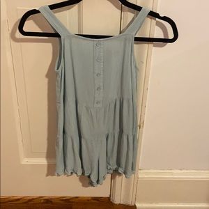Baby blue buttoned girls romper